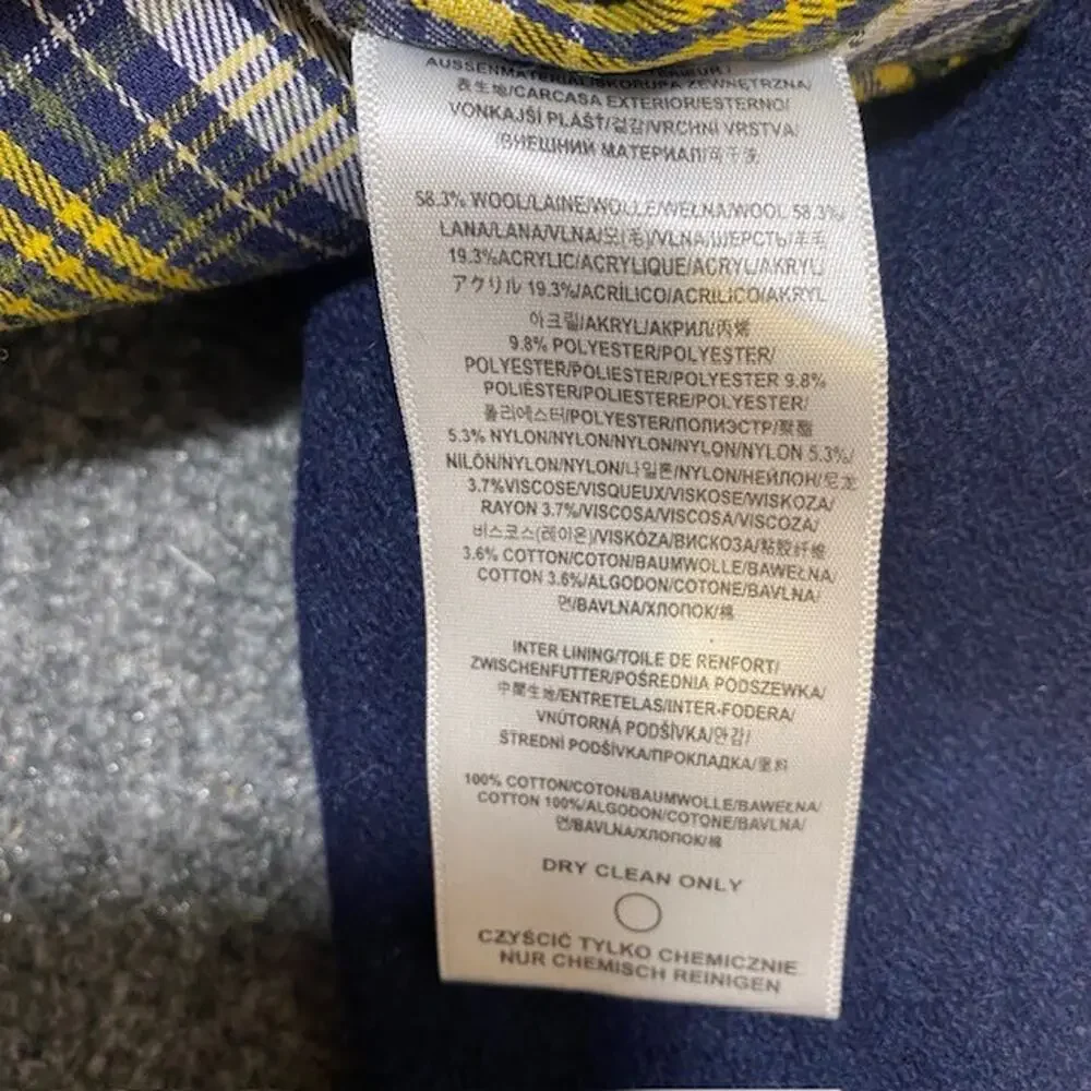 Burton Kindling Wool Blend Hooded Jacket Coat Navy Blue Womens XS Plaid Lined